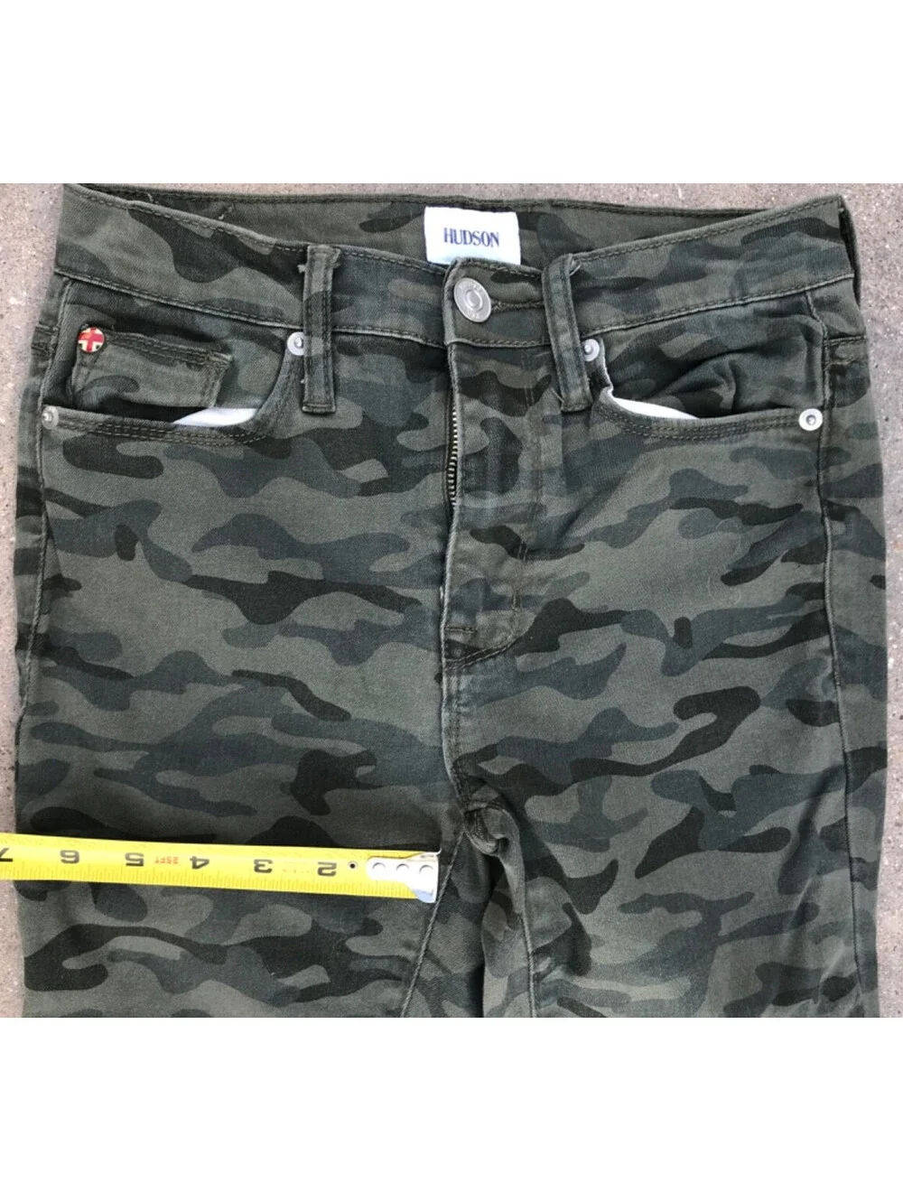 Hudson Blair High Rise Super Skinny Ankle Jeans Green Camo Womens 24